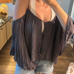 Women's Off-Shoulder Gray Top